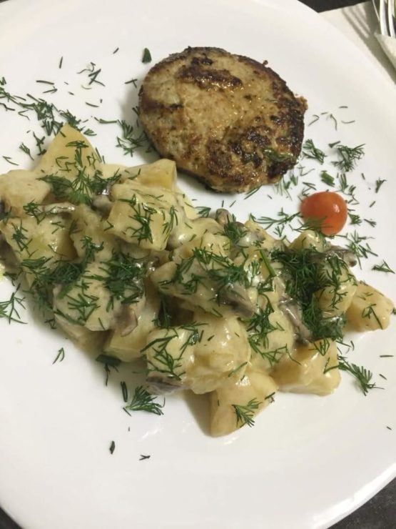 Сливочный картофель с грибами